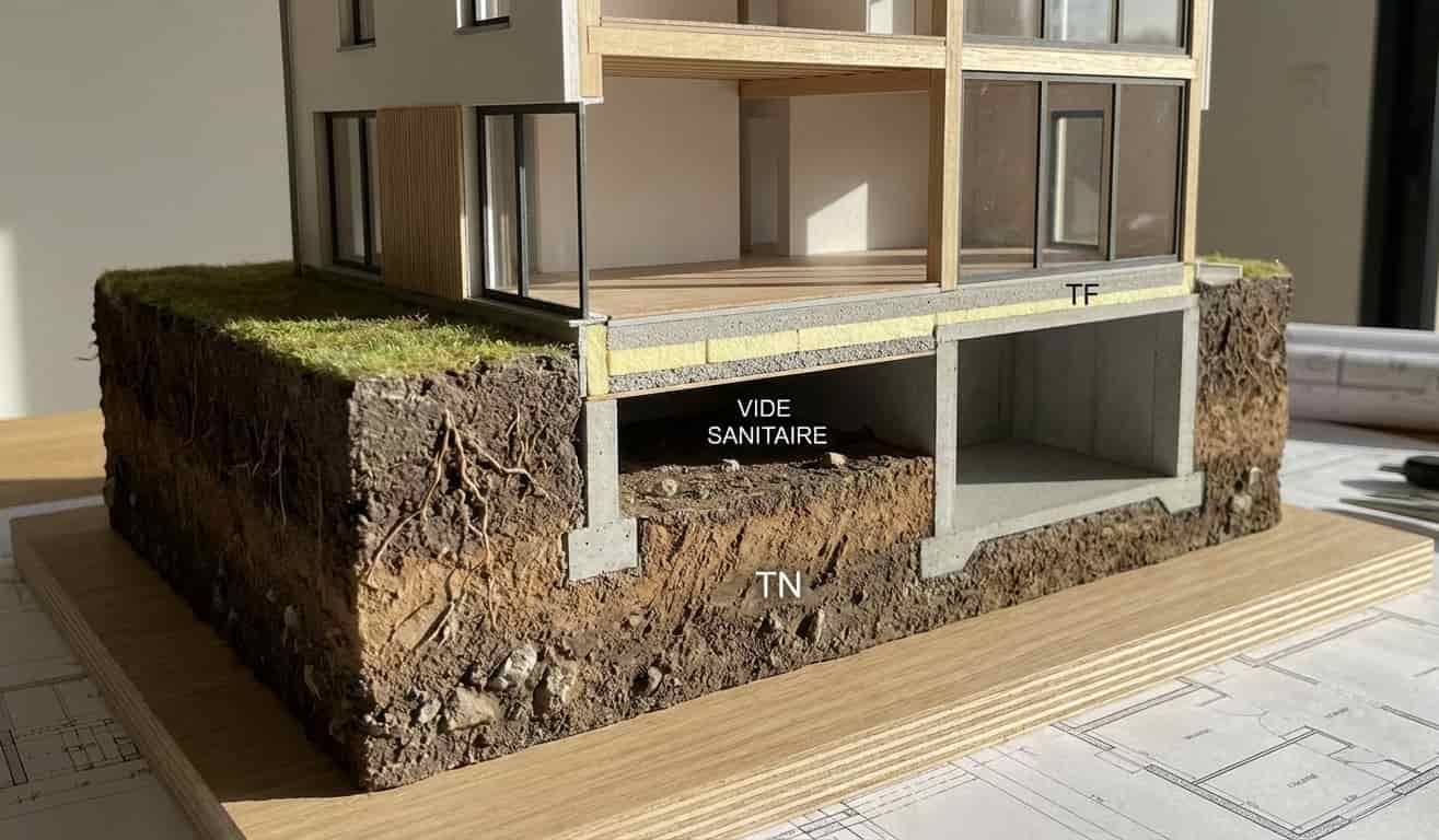 Vide sanitaire maison individuelle représentation en coupe réglementaire